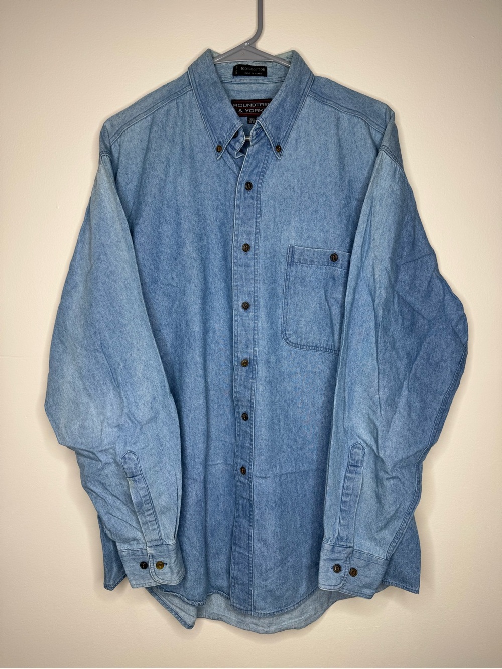 Roundtree & Yorke Light Blue Denim Shirt Mens Large